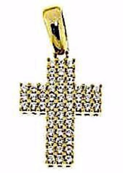 Imagen de Cruz recta con puntos de Luz Colgante gr 2,5 Oro amarillo 18kt con Zircones para Mujer 