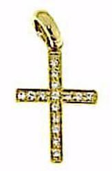 Immagine di Croce dritta con 15 punti luce Ciondolo Pendente gr 1,05 Oro giallo 18kt con Zirconi da Donna 