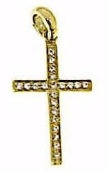 Immagine di Croce dritta con 21 punti luce Ciondolo Pendente gr 1,2 Oro giallo 18kt con Zirconi da Donna 