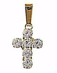 Picture of 6-bezels Cross Pendant gr 0,6 Yellow Gold 18k with Zircons for Woman 