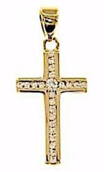Immagine di Croce dritta con punti luce Ciondolo Pendente gr 1,2 Oro giallo 18kt con Zirconi da Donna 