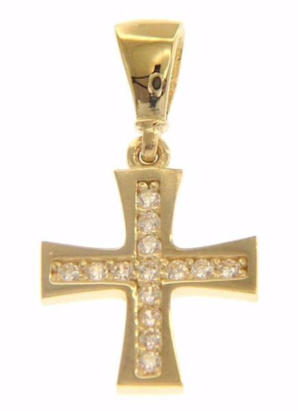 Immagine di Croce Patente gr 0,8 oro giallo 18k e zirconi