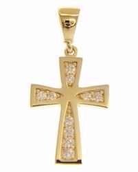 Immagine di Croce svasata con punti luce Ciondolo Pendente gr 1,5 Oro giallo 18kt con Zirconi da Donna 