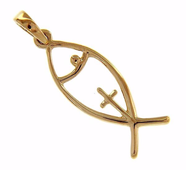 Immagine di Simbolo Pesce con Croce Ciondolo Pendente gr 1,5 Oro giallo 18kt da Donna 