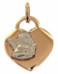 Picture of Heart with Angel of Raphael Pendant gr 1,9 Bicolour rose white Gold 18k for Woman, Boy and Girl