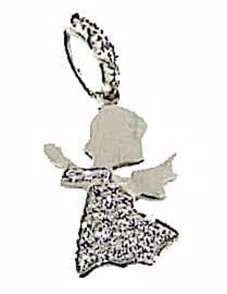 Imagen de Ángel de la Guarda con puntos de Luz Colgante gr 1,8 Oro blanco 18kt con Zircones para Mujer y para Niña y Niño