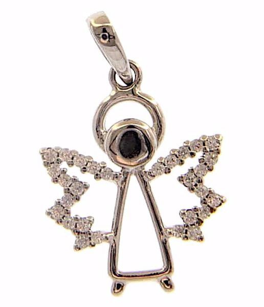 Picture of Guardian Angel with Light Spots Pendant gr 1,55 White Gold 18k with Zircons for Woman, Boy and Girl
