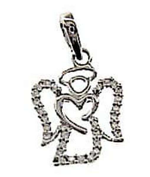 Picture of Guardian Angel with Heart and Light Spots Pendant gr 1,5 White Gold 18k with Zircons for Woman, Boy and Girl