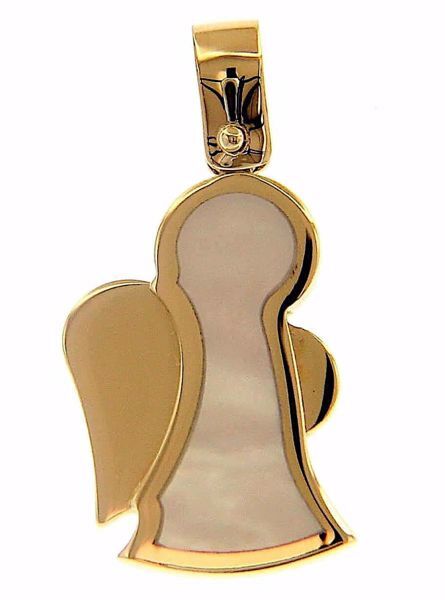 Picture of Stylized Guardian Angel Pendant gr 1,5 Yellow Gold 18k with Mother of Pearl for Woman, Boy and Girl