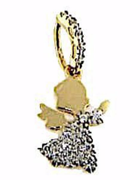 Imagen de Ángel de la Guarda con puntos de Luz Colgante gr 1,3 Oro amarillo 18kt con Zircones para Mujer y para Niña y Niño