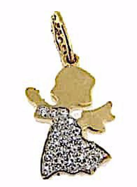 Picture of Guardian Angel with Light Spots Pendant gr 1,9 Yellow Gold 18k with Zircons for Woman, Boy and Girl