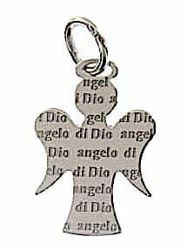 Immagine di Angelo Custode con Preghiera Angelo di Dio Ciondolo Pendente gr 1,05 Oro bianco 18kt per Bimba e Bimbo
