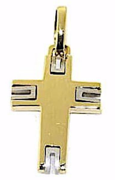 Picture of Modern Design Cross Pendant gr 3,5 Bicolour yellow white solid Gold 18k for Man 