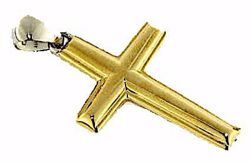Immagine di Croce dritta bombata Ciondolo Pendente gr 2,2 Bicolore Oro giallo bianco 18kt a Canna vuota da Uomo 