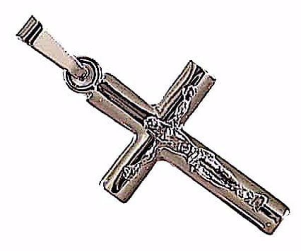 Imagen de Cruz recta con Cuerpo de Cristo Colgante gr 4,3 Oro blanco macizo 18kt para Hombre