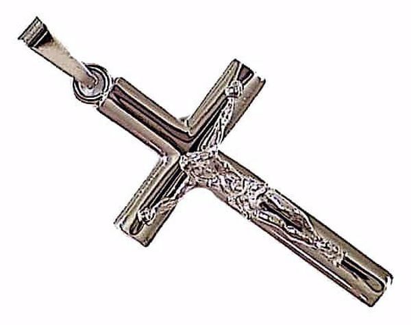 Immagine di Croce dritta con corpo di Cristo media Ciondolo Pendente gr 5,8 Oro bianco massiccio 18kt da Uomo
