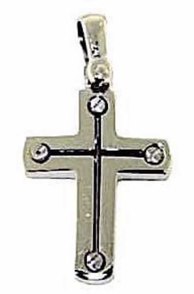Immagine di Croce design stile moderno con viti Ciondolo Pendente gr 2,7 Oro bianco massiccio 18kt da Uomo