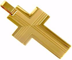 Picture of Modern Cross Pendant gr 8,9 Yellow solid Gold 18k with striped finish for Man