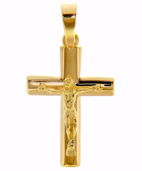 Immagine di Croce dritta con corpo di Cristo piccola Ciondolo Pendente gr 4,6 Oro giallo massiccio 18kt da Uomo