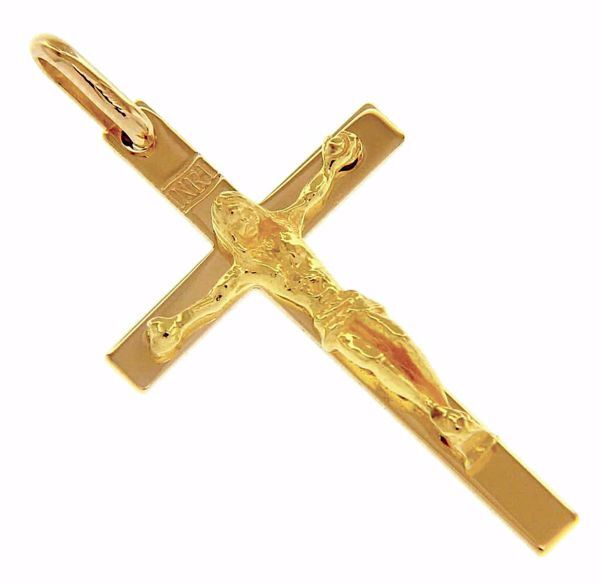 Imagen de Cruz recta con Cuerpo de Cristo Colgante gr 2,2 Oro amarillo macizo 18kt para Hombre