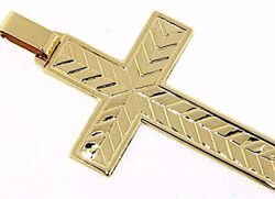 Immagine di Croce dritta decorata Ciondolo Pendente gr 7,3 Oro giallo massiccio 18kt da Uomo 
