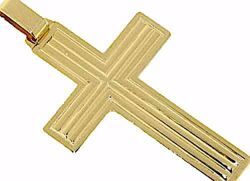 Immagine di Croce dritta rigata Ciondolo Pendente gr 7,1 Oro giallo massiccio 18kt da Uomo
