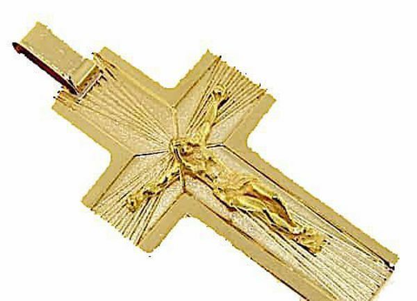 Picture of Straight Cross with Body of Christ and rays of light Pendant gr 10,7 Yellow solid Gold 18k for Man