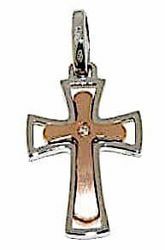Picture of 8-pointed double Cross Pendant gr 2,7 Bicolour rose white Gold 18k with Brilliant Unisex Woman Man 