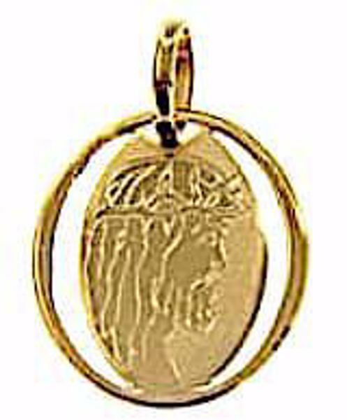Picture of Holy Face of Jesus Christ Sacred Oval Medal Pendant gr 0,7 Yellow Gold 18k Unisex Woman Man 