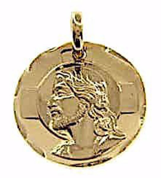 Picture of Holy Face of Jesus Christ Sacred Medal Round Pendant gr 4,6 Yellow Gold 18k Unisex Woman Man 