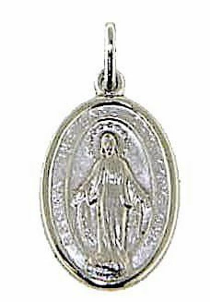 Imagen de Virgen María Nuestra Señora Milagrosa Regina sine labe originali concepta o.p.n. Medalla Colgante oval Acuñación gr 3,1 Oro blanco 18kt Unisex Mujer Hombre 