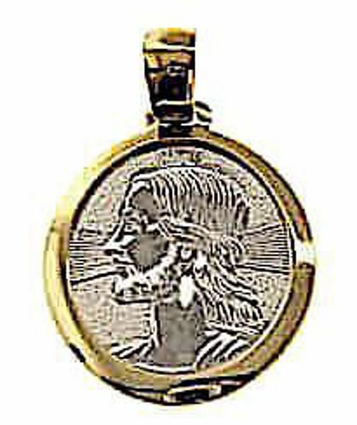 Picture of Holy Face with aureole Medal gr 2,4 yellow / white gold 18k