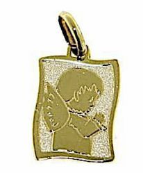 Picture of Guardian Angel praying Parchment Rectangular Medal Pendant gr 1,15 Yellow Gold 9k for Children (Boys and Girls)