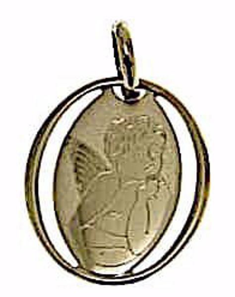 Immagine di Angelo di Raffaello con bordo sottile Medaglia Pendente ovale gr 0,6 Oro giallo 9kt Donna Bimba Bimbo
