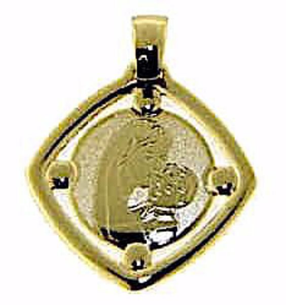 Imagen de Madonna Virgen con el Niño Medalla Colgante cuadrada gr 0,95 Oro amarillo 9kt para Mujer 