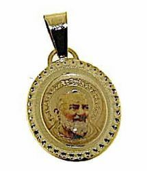 Immagine di Santo Padre Pio da Pietrelcina Medaglia Sacra Pendente ovale gr 1,2 Oro giallo 18kt con Smalto da Donna