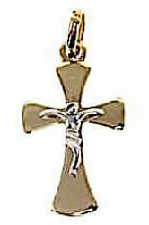 Picture of Rounded Cross with Body of Christ Pendant gr 1 Bicolour yellow white Gold 18k relief printed plate Unisex Woman Man 