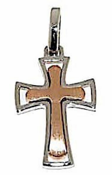 Picture of 8-pointed double Cross Pendant gr 2,7 Bicolour rose white solid Gold 18k Unisex Woman Man 