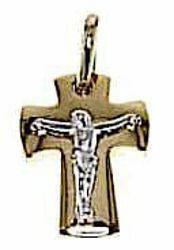 Picture of Rounded Cross with Body of Christ Pendant gr 2 Bicolour yellow white solid Gold 18k Unisex Woman Man 