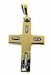 Immagine di Croce design stile moderno Ciondolo Pendente gr 3 Bicolore Oro massiccio giallo bianco 18kt Unisex Donna Uomo 