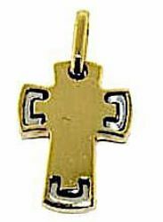 Picture of Rounded Modern Cross Pendant gr 2 Bicolour yellow white solid Gold 18k Unisex for Woman and Man