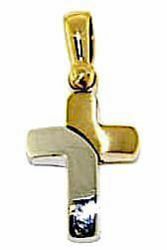 Immagine di Croce design stile moderno Ciondolo Pendente gr 2,1 Bicolore Oro massiccio giallo bianco 18kt Unisex Donna Uomo 