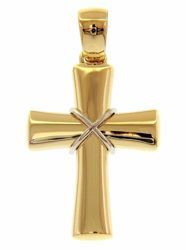 Immagine di Croce svasata con nodo Ciondolo Pendente gr 3,6 Bicolore Oro massiccio giallo bianco 18kt Unisex Donna Uomo 