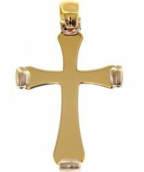 Immagine di Croce svasata moderna Ciondolo Pendente gr 2,9 Bicolore Oro massiccio giallo bianco 18kt Unisex Donna Uomo 