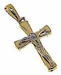 Picture of Modern Cross with Body of Christ Pendant gr 2,6 Bicolour yellow white Gold 18k Hollow Tube Unisex Woman Man 