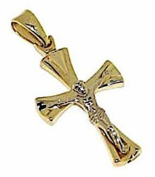 Picture of Modern Cross with Body of Christ Pendant gr 3,3 Bicolour yellow white Gold 18k Hollow Tube Unisex Woman Man 