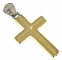 Picture of Striped Straight Cross Pendant gr 2,7 Bicolour yellow white Gold 18k Hollow Tube Unisex Woman Man 