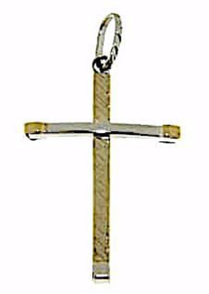 Immagine di Croce moderna arcuata gr 1 oro giallo / bianco 18k