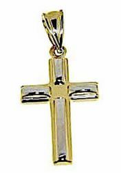 Picture of Modern Cross with inserts Pendant gr 1,25 Bicolour yellow white Gold 18k Hollow Tube Unisex Woman Man 