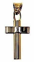 Picture of Mini Column Cross Pendant gr 1 Bicolour yellow white Gold 18k Hollow Tube Unisex Woman Man 